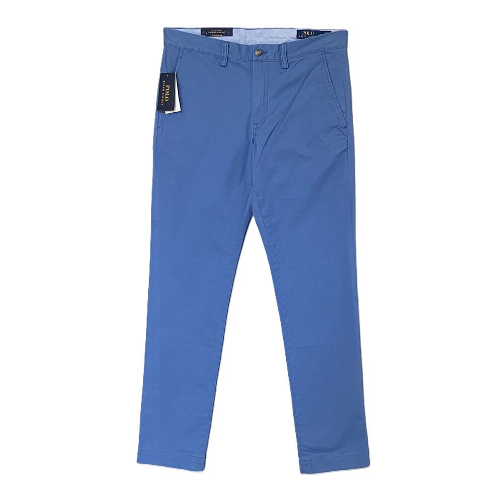 Polo Ralph Lauren Pants Men's 32x34 Slim Stretch Cotton Twill Chino Blue NEW